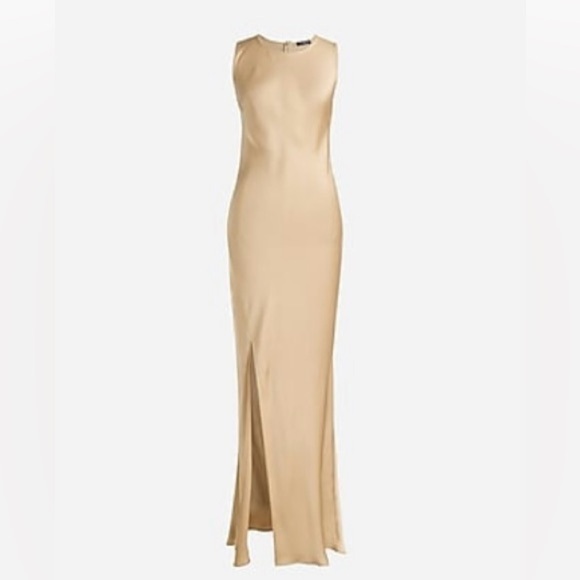 J. Crew Dresses & Skirts - J. Crew High Neck Slip Dress in Luster Crepe Lt Khaki, Sz 8 Formal Wedding Guest